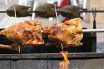 川俣シャモ丸焼き（川俣シャモまつりin川俣）Whole roasting of Kawamata gamecock （Kawamata gamecock festival in Kawamata）